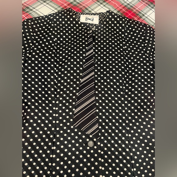 VINTAGE RARE Unique 90s "Geoffrey Beene" Trompe' O'eil polka-dot Jacket - Picture 2 of 8